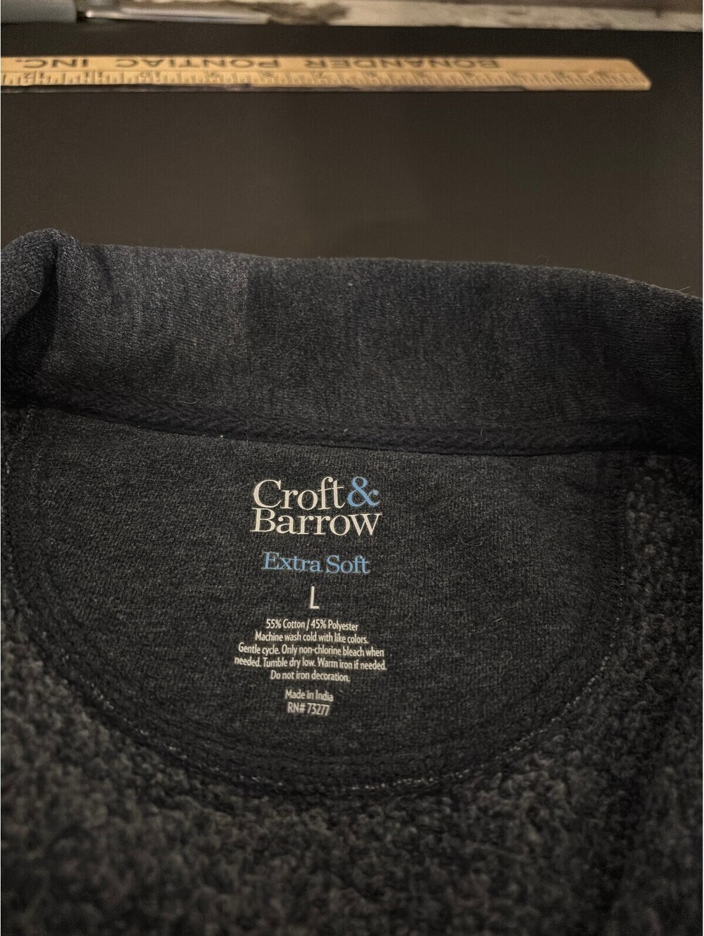 Croft and Barrow Extra Soft Dark Gray Quarter Zip Pullover Sweatshirt - Picture 7 of 7